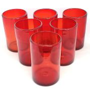 Solid Ruby Red 14 oz Drinking Glasses (set of 6)